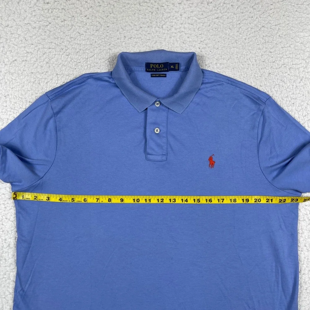Polo Ralph Lauren Polo Shirt Mens XL Blue Pima Soft Touch Red Pony Classic Fit